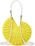 Handmade Crochet Tote Bag Seashell Purse for Women Boho Shell Handbag Crossbody Shoulder Bag Summer Beach Clutch Hobo Handbag - color: Yellow