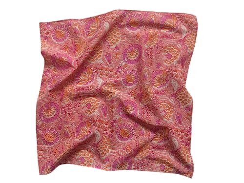 AVKA Studio 100% Cotton Bandanas for Women & Men, 2 Pack 20x20 Inch, 22x22 inch Hand Printed, Lightweight Cotton Handkerchief - color: Pink, size: 20 x 20 Inches