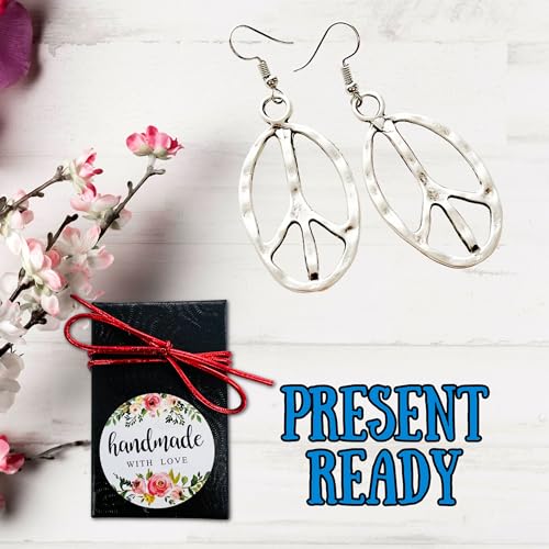 Peace sign earrings peace symbol charm earrings silver or bronze hippie necklace - color: silver