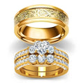 3Pcs Moissanite Wedding Rings Sets for Couples, s925 10K 14K 18K Real Gold Wedding Rings Sets for Him and Her, Customized Matching Engagement Bands Set for Men and Women Free Engraving - style: Style-3