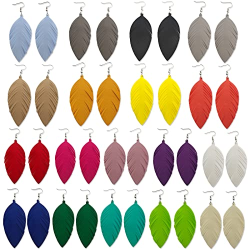 Leather Earrings for Women Dangle Large Soft Leather Handmade Fringe Feather Lightweight Tear Drop Earrings for Women Girls Jewelry Gift