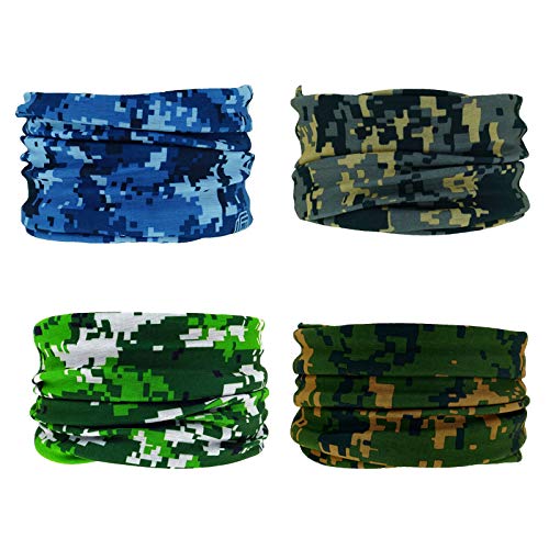 4 Novelty Seamless Bandana Balaclava Face Cover Mask Shield Neck Gaiter Reusable Breathable Dustproof Windproof Unisex Marsh Forest Ocean Digital Camo Camouflage - color: 4x New Digital Camo Face Mask