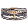 FANCY SHINY Boho Leather Wrap Bracelet Stackable Infinity Chunky Cuff Bracelets Western Hippie Outfits Jewelry Valentine Gifts for Women - color: Snakeskin Grey