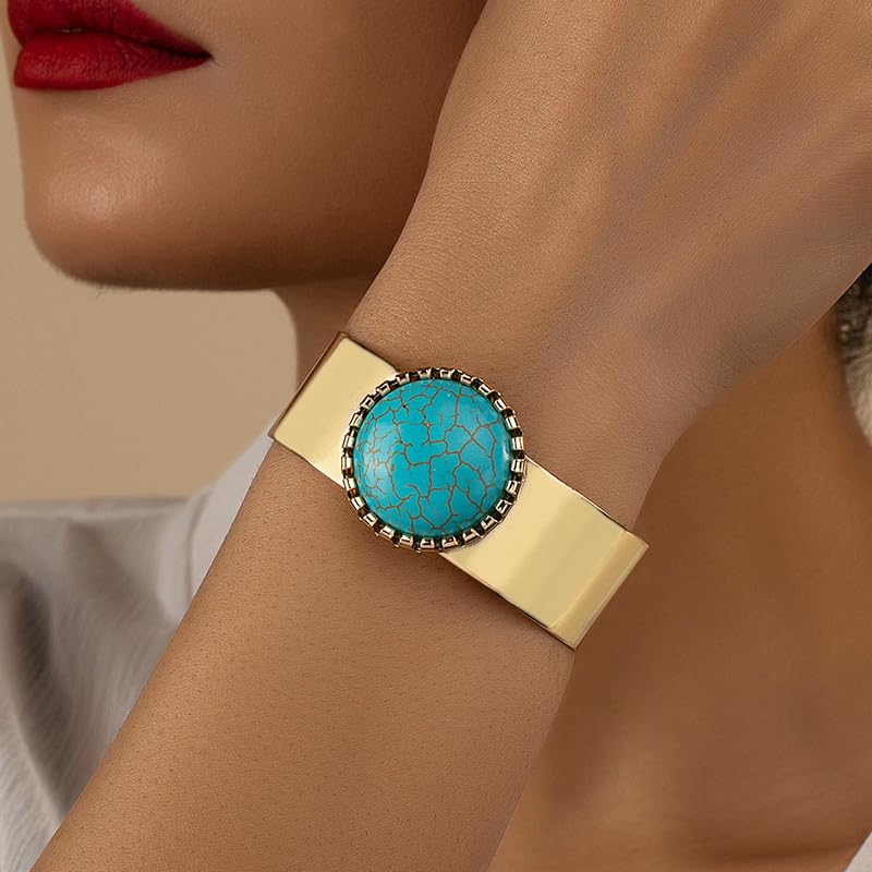 Western Bracelets for Women Vintage Chunky Turquoise Cuff Bracelet Turquoise Country Bracelets Adjustable Boho Cuff Bracelet Western Country Costume Jewelry Accessories - style: style6