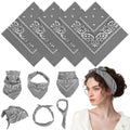 PLULON Bandanas for Men Women 4/12/24/30 Pack, Paisley Pattern Bandana Bulk Headbands Handkerchief Face Mask 100% Polyester - color: Gray