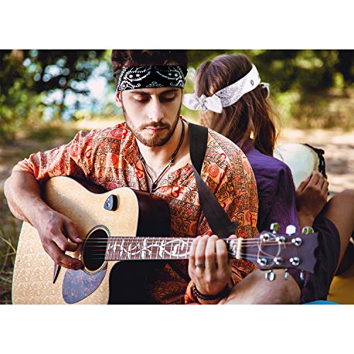 Blulu 12 Pack Neon Bandanas Bulk Multi Purpose Paisley Cowboy Bandanas for Men Women Headband Western Music Festival Rave - color: Black, White