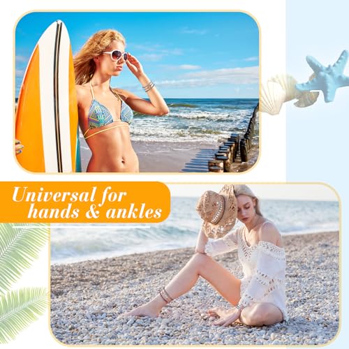 Yinkin 18 Pcs Boho Surfer Ankle Bracelets for Women Men Adjustable Handmade Braided Friendship Bracelet Waterproof String Rope Beaded Anklets Summer Beach Jewelry Gift - style: Ocean Style