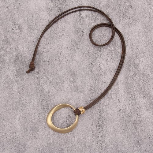 Leather Necklace for Women Vintage Boho Necklaces Black Cord Choker With Pendant Casual Chunky Leather Necklace Trendy - style: Big Pendant Necklace