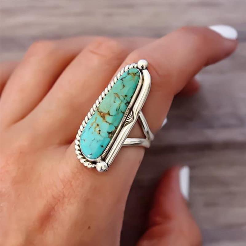 Turquoise Western Rings for Women Adjustable Country Rings Vintage Turquoise Open Ring Western Country Jewelry Gifts - style: Style5