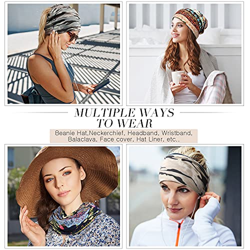 SATINIOR 5 Pieces Women's Slouchy Beanie Chemo Hat Stretch Cancer Head Wraps Sleep Head Scarf for Cancer Patient - color: Multicolor, style: Chic Style