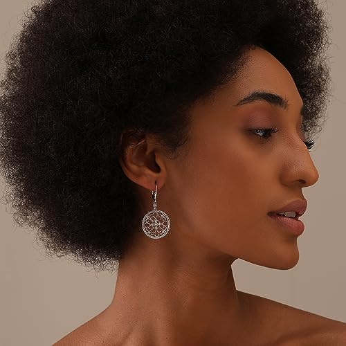 LeCalla 925 Sterling Silver Leverback Drop Earrings | Lightweight Celtic-Knot Filigree Heart Teardrop Dangle Earring for Women's Gift for Her - color: Lab-Grown Diamond 0.03Ct Filigree