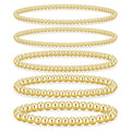 Gold Beaded Bracelets for Women, 14K Real Gold Plated Jewelry for Women Dainty Pearl Bead Bracelets Stack, Non Tarnish Trendy Stackable Ball Cross Stretch Bracelet Set Fashion Accessories Gifts - color: Gold stretch bead