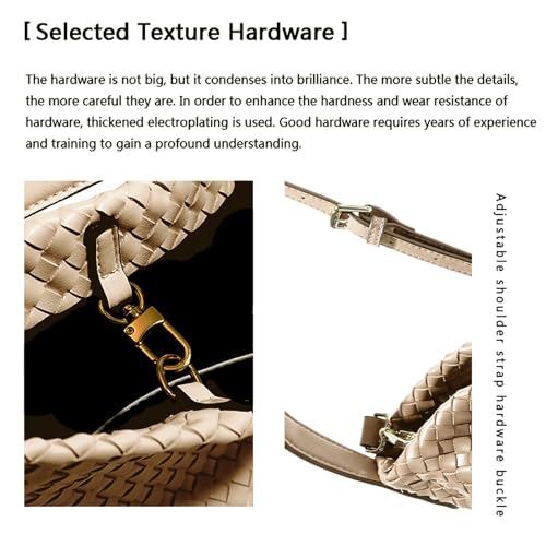 JINMANXUE Women Boston Bag, Woven Hobo Tote Handbag and Purses, Female Satchel Messenger Bags, Fashion Shoulder Crossbody Bag - color: Milk Tea