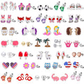 33 Pairs Stainless Steel Cartoon Earrings for Girls - Hypoallergenic Colorful Stud Earing Set, Mix & Match Cute Earring for Teens, Kids, Doll Dressup Accessories - style: Style G