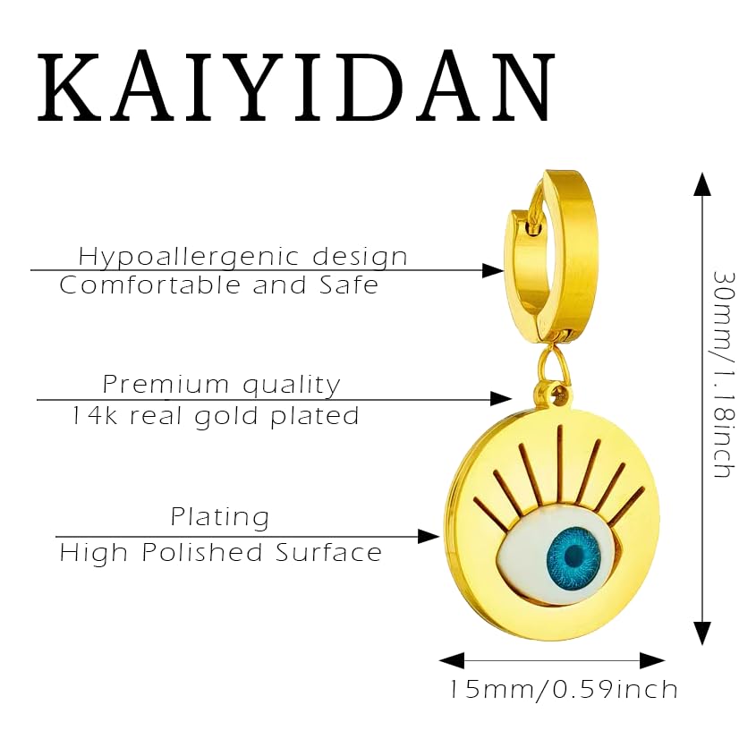 Silver/Gold Boho Dangle Statement Earrings for Women Trendy,Handmade Vintage Dainty Cute Long Drop Summer Earrings,fashion Accessories Jewelry Gifts - color: A21 Gold Evil eye ball shaped