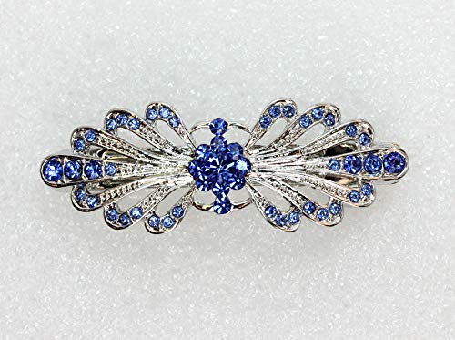 Faship Blue Small Mini Floral Hair Barrette Clip - color: Blue