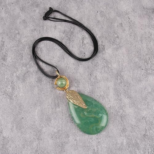 Leather Necklace for Women Large Pendant Hippie Choker Necklace Vintage Sweater Necklace Chunky Boho Necklaces for Women - style: Bohemian Pendant Necklace