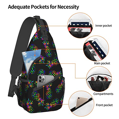Sling Backpack For Men Hiking Daypack Crossbody Shoulder Bag Travel Chest Pack | Hiking - color: Pineapple