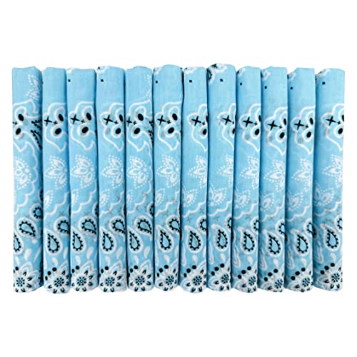 Bandanas Gift Set 12 Pack Soft Thin Handfeel Cotton Bandanna Scarf for men - color: Blue Glass
