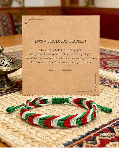Iran Bracelet for Men Women Country Flag Color Wrist Wrap Bracelet Boho Green White and Red Patriotic String Thread Bracelets Iranian Protection and Lucky Jewelry Accessories - color: A2：iran bracelet