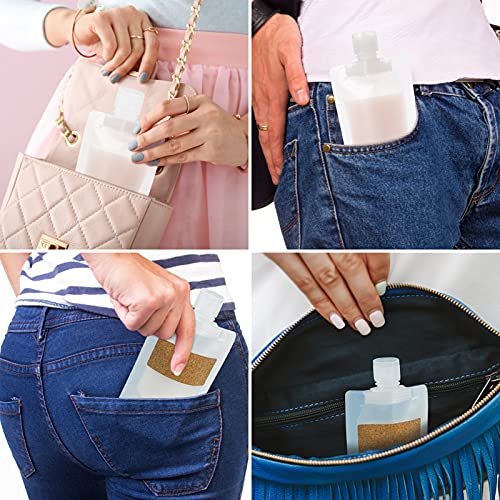 TailaiMei 12 Pieces Travel Pouches for Toiletries, TSA Approved Portable Travel Size, Refillable Stand Up Pouch for Shampoo/Conditioner/Lotion (1.7 &3.4 oz) - size: 12 Pcs 3.4 Ounce