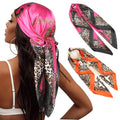 Head Scarf for Women Hair - 2 Pack 35" Square Satin Scarf, Silk Hair Scarf for Women Head Wrap for Sleeping - color: Tangerine & Fuchsia