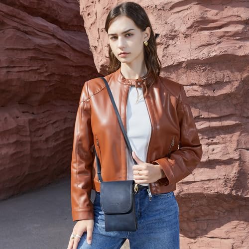 BOSTANTEN Vegan Leather Crossbody Bags for Women Designer Cell Phone Bag Wallet Purses Adjustable Strap - color: A-04-navy Blue