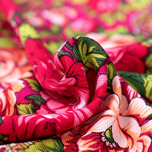 Gudessly Women's Traditional Scarf Wrap Tassel Fringes Neck Head Shawl Retro Scarf Floral Poncho Printing Square Cape 50inch - color: Rose