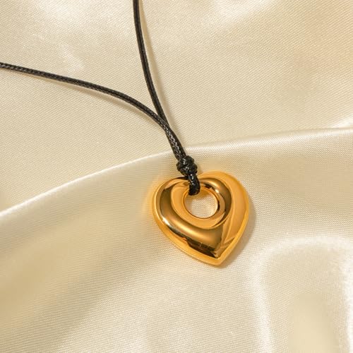 Frodete Statement Necklace for Women Chunky Gold Necklaces Long Pendant Necklace Boho Necklaces Gold Pendant Jewelry Cowboy Chic Style Cowgirl Outfit - color: Z2:Heart Pendant Necklace