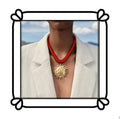 Exquisite Gold Sun Pendant Red Rope Necklace - Retro Round Coin Necklace - Ladies