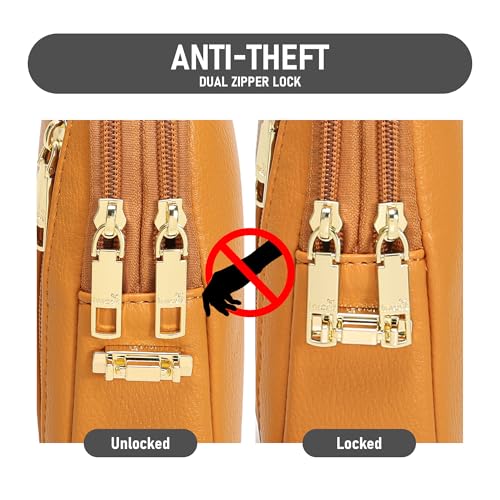 INICAT Women's Small Sling Bag, Lightweight Everyday Vegan Leather Crossbody Purse for Daily Essentials and Travel Light - color: Mustard Yellow, size: Small