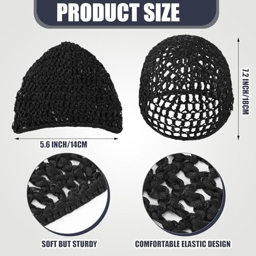 Geyoga 4 Pieces Mesh Crochet Hair Net Rayon Knit Snood Hat Thick Short Women Hairnet Snoods Cover Ornament for Sleeping(Black, Green, Pink, Beige) - color: Black, Green, Pink, Beige