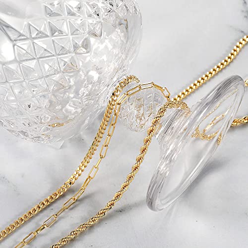 CHESKY Layered Necklaces for Women, 14K Gold Plated Chain Necklace Women Trendy Cuban Link Paperclip Chain Toggle Clasp Necklace Fashion Chunky Jewelry for Women - style: Paperclip/Rope/Cuban-GD