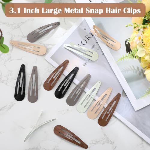 WILLBOND 30 Pieces 3.1 Inch Large Metal Snap Hair Clips Nonslip Barrettes Women Hair Accessories (Five Color) - color: Five Color, style: Minimalist