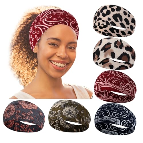 RITOPER Workout Wide Headbands for Women Non Slip, Super Soft Yoga Running Exercise Head Bands, Elastic Sweat Band Hair Bands for Women's Hair, Womens Solid Headband Hair Wrap - color: boho-black2