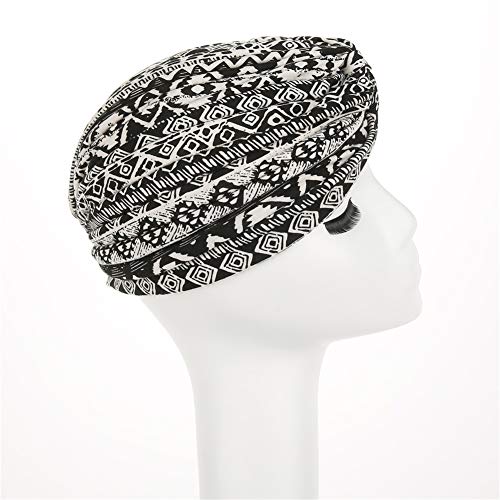 beauty YFJH Women's Cotton Turban Head Wrap Cancer Chemo Beanies Cap Headwear Cap Bonnet Hair Loss Hat - color: Ethnic Black
