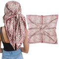 AWAYTR Satin Silk Scarf - Large Hair Bandana, Sleeping Wrap for Women - color: Leopard Print (Pink)