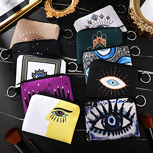 Boao 10 Pieces Small Coin Purse for Women Adults, Change Purse Pouch Mini Wallet Coin Bag with Zipper (Devil's Eye Series) - style: Devil's Eye Series