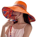 HUAMULAN Women Summer Sun Hat Wide Brim Wired Edge Floral Beach Bucket Hats Reversible Foldable Travel UV Protection Lady Hat - color: M2446-jvse