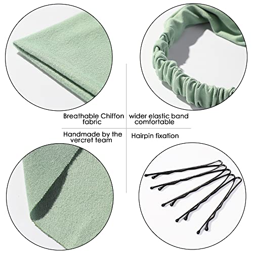 Vercret 6 Pack Hair Scarf Headband for Women Elastic Bandana Head Scarf Large Boho Triangle Kerchief with Clips Non Slip Scarves - color: H Warm Colors