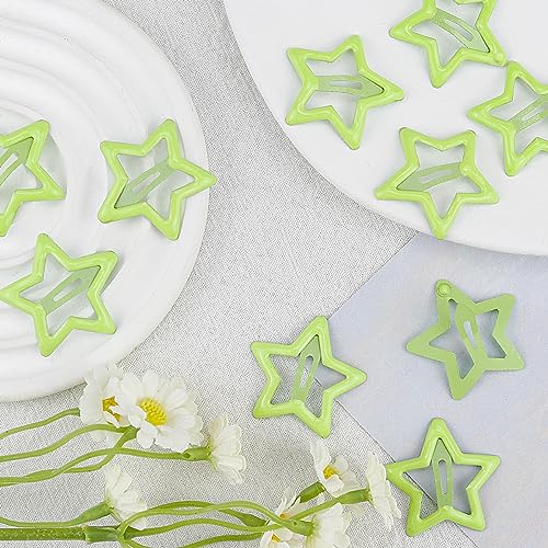 Star Hair Clips, Light Green, Small, Set of 10, Hair Accessories for Women and Girls, Y2K Fashion and Party, Non-slip Hollow Glitter Barrettes - color: Style4