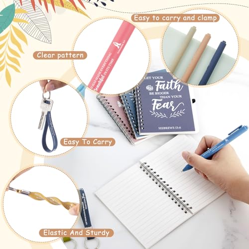 Skylety 12 Set/48 Pcs Christian Gifts for Women Men Religious Gift Set 16 oz Bible Scripture Cups with Lids Mini Spiral Notebooks Pens Keychains for Mother Father Birthday(Morandi Color) - color: Morandi Color