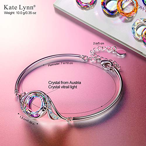 Kate Lynn "Rise From the Ashes" Phoenix Bracelet Made with Crystals from Austria, Adjustable Bangle Bracelet for Women 7"+2", Packaged with Jewelry Box, Birthday Gift for Women, Symbol of Luck and Renewal - color: Purple Light