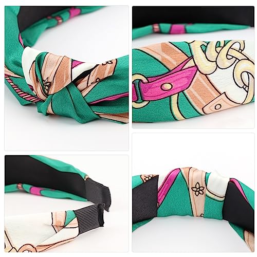DRESHOW 8 Pack Knotted Headbands for Women Wide Turban Headband Yoga Exercise Ribbing Hair Hoop Hair Bands Accessories - color: 8 Pack：printed Patterned+solid Color