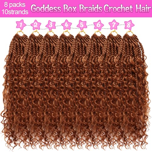 Goddess Boho Box Braids Crochet Hair-8 Packs 14 Inch Crochet Box Braids for Black Women Pre Looped (#30, 14 Inch (Pack of 8)) - color: #30, size: 14 Inch (Pack of 8)
