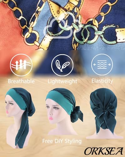 Chemo Headwear for Women Head Scarf Headwraps Silky Soft Turbans for Women Cancer Hats Chemo Beanie Coverings Scarves - color: B Dark Blue Pattern1