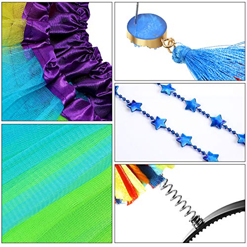 Hicarer 6 Pcs 4th of July Tutu Set Women Red White and Blue Accessories 250th Tutu Patriotic Costume Independence Day Favors - color: Colorful