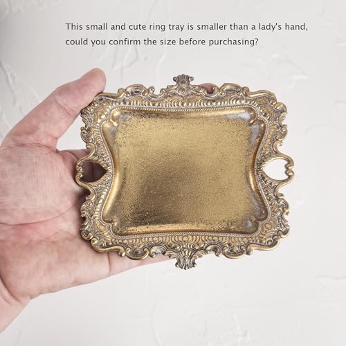Vintage Small Gold Ring Dish, Birthday & Wedding Gifts for Women，Wedding Ring Tray - 5.3 x 4.5 inches - color: Gold (1pack)