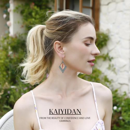 Silver/Gold Boho Dangle Statement Earrings for Women Trendy,Handmade Vintage Dainty Cute Long Drop Summer Earrings,fashion Accessories Jewelry Gifts - color: A2 muti-colored Braided ropegeometric