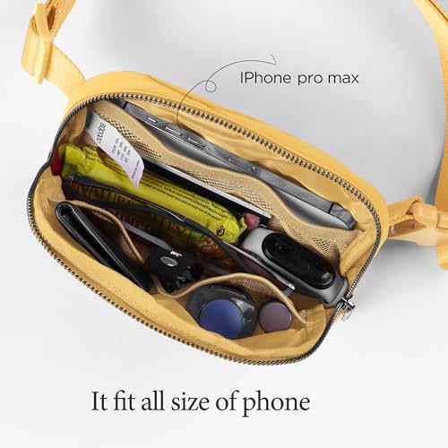 ODODOS Unisex Mini Belt Bag with Adjustable Strap Small Fanny Pack for Workout Running Traveling Hiking, Buff Yellow - color: Buff Yellow